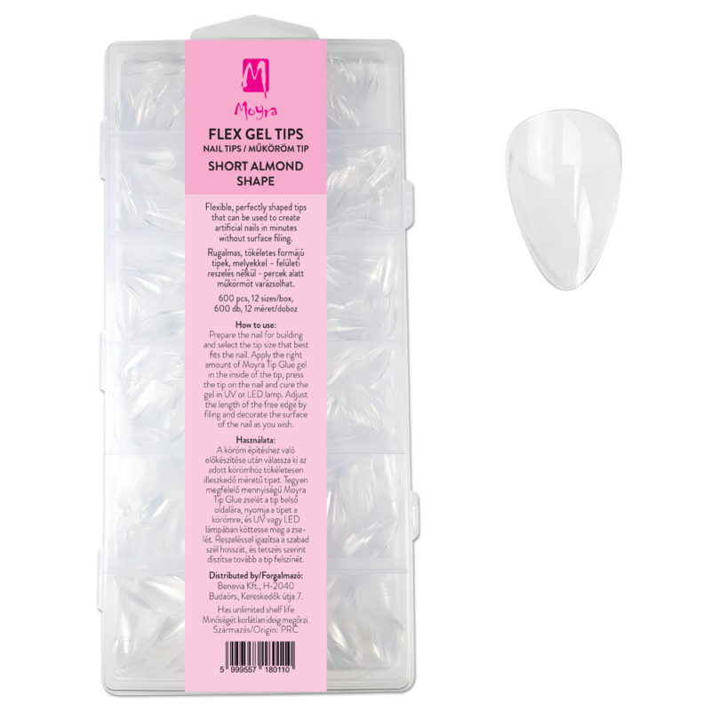 Moyra Flex Gel nail tips 600ks - Short Almond Shape
