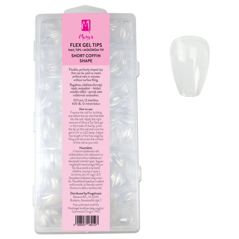 Moyra Flex Gel nail tips 600ks - Short Coffin Shape