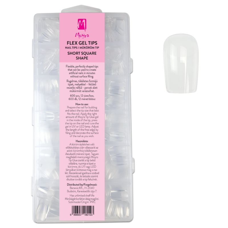 Moyra Flex Gel nail tips 600ks - Short Square Shape